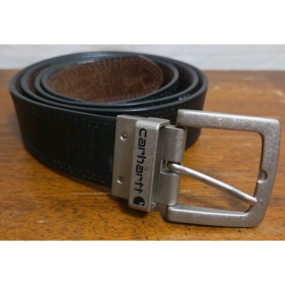 Carhartt Men's Bridle Leather Size 42 Reversible Brown/ Black Metal Keeper Belt